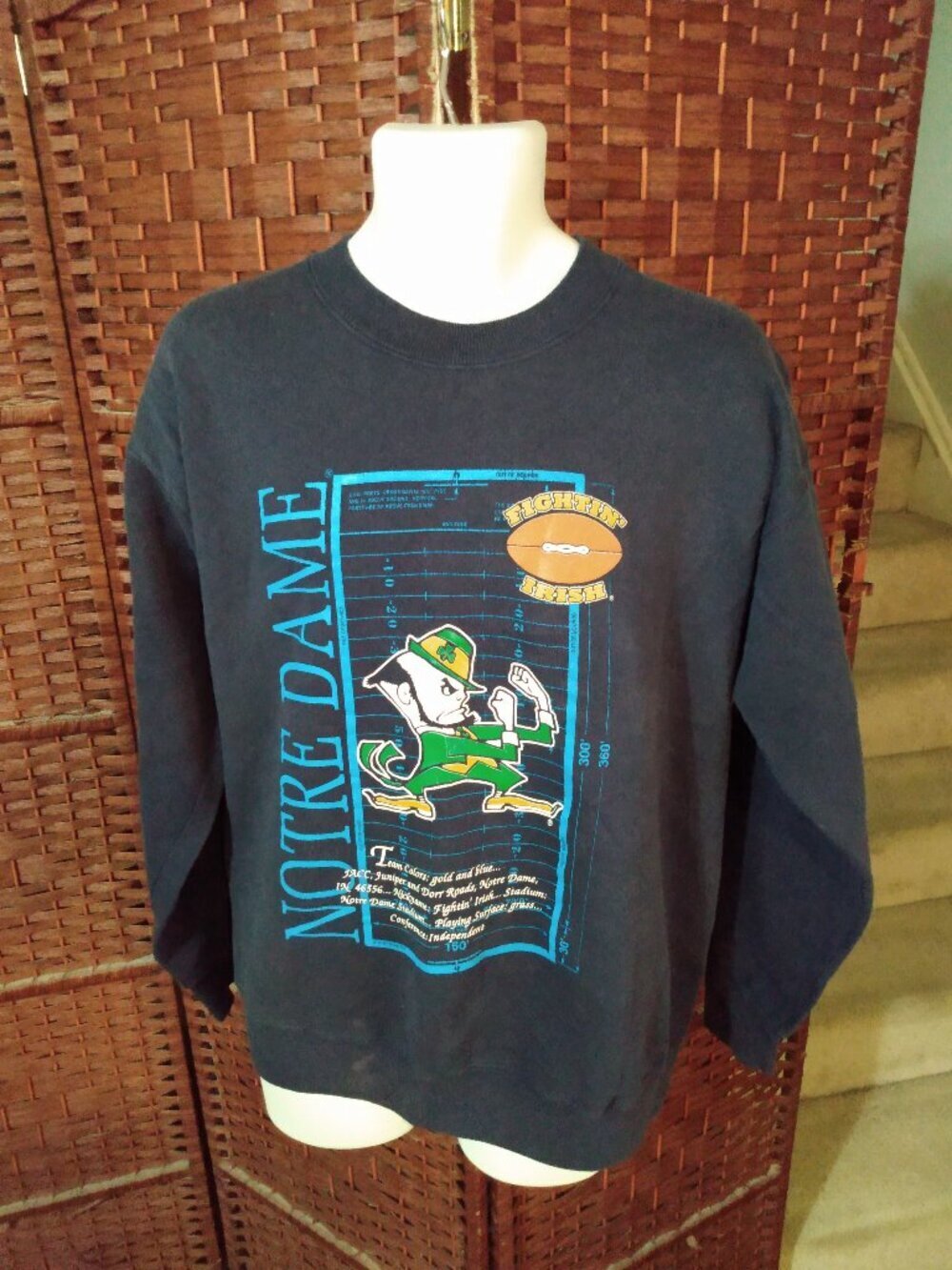 Vintage 90s Notre Dame Fighting Irish Football Sweatshirt Large University